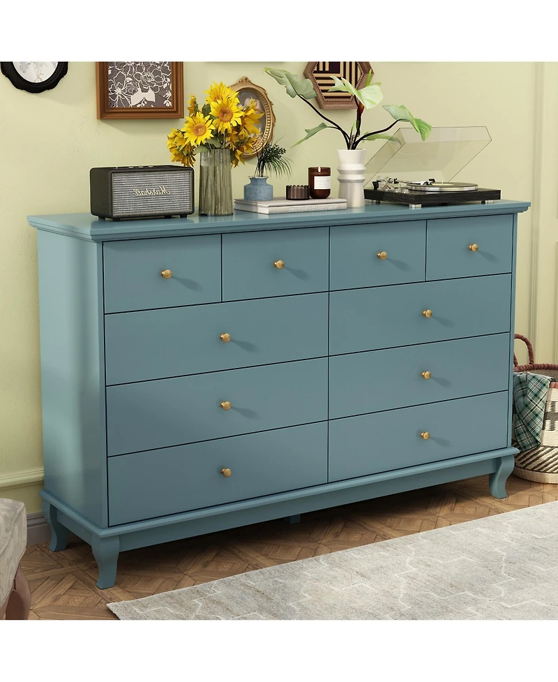 Homsee Blue Paint Finish 10-Drawer Cabinet Organizer