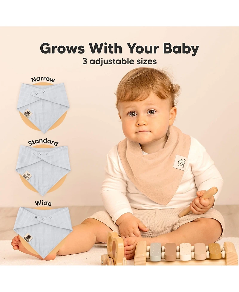 KeaBabies 8pk Lumi Muslin Baby Bibs, Bandana Bibs for Boy, Girl, Drool Bib Newborn, Toddler