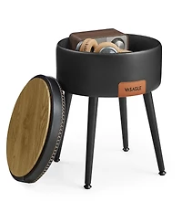Songmics Home Mid-Century Modern Style Storage Ottoman Vanity Stool, Ink Black