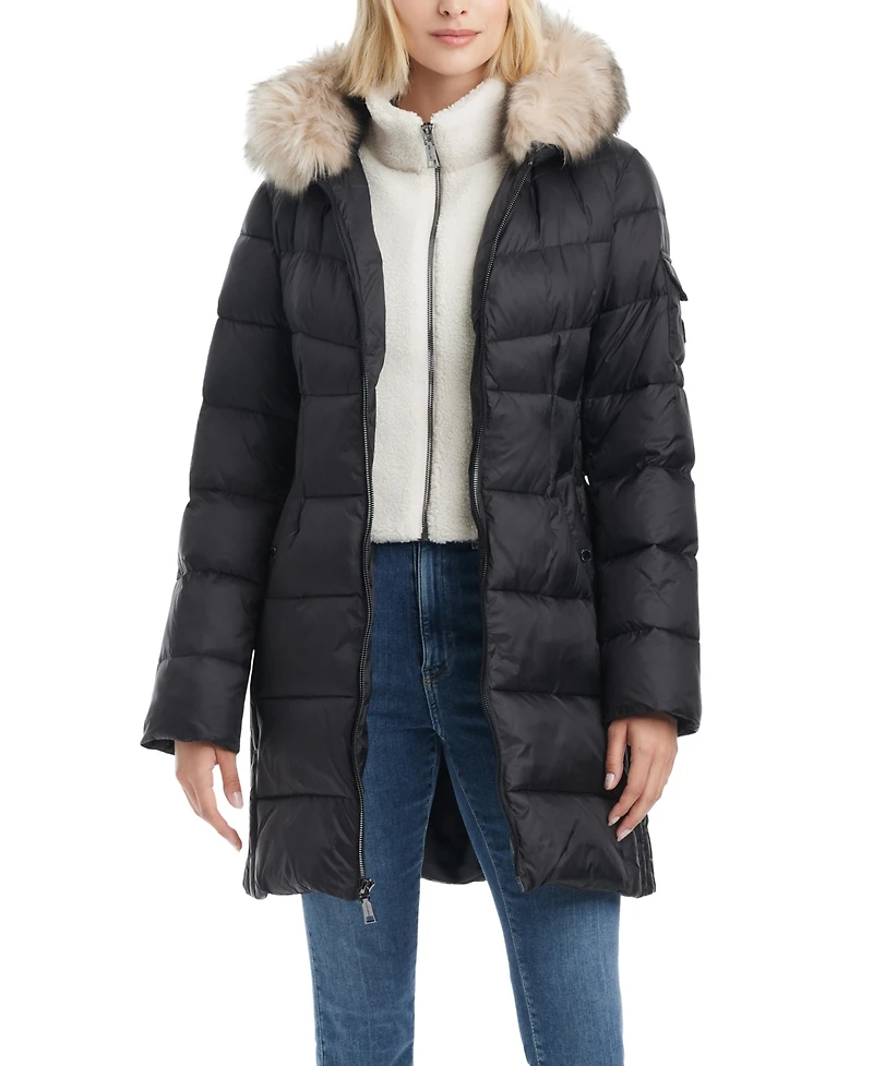 Vince Camuto Women's Mid-Length Fitted Puffer Coat