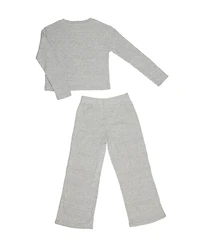 Paris Hilton Girls Embellished Daisy Ribbed Top and Wide Leg Pants 2 Piece Lounge Set and Headband