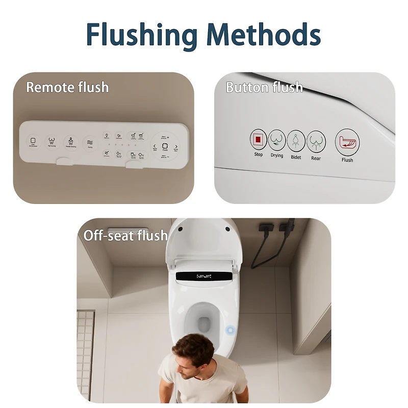 Lalahoo Smart Toilet Tankless Bidet Toilet, One Piece Auto Open Close Lid, Foot Sensor Heated Seat Warm Water Sprayer & Dryer, Remote and Knob Control