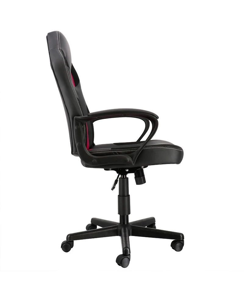 Elama High Back Adjustable Faux Leather and Mesh Office Chair in Black and Red