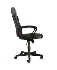 Elama High Back Adjustable Faux Leather and Mesh Office Chair in Black and Red