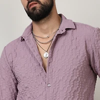 Men's Periwinkle Purple Embossed Geometric Shirt