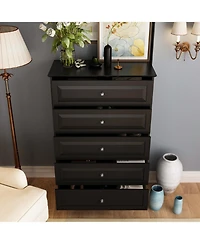 Homsee Black Wood Accent Storage Cabinets Organizer With 5 Drawers