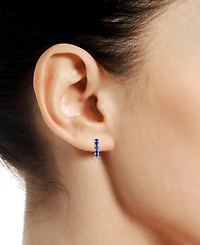 Lab Grown Ruby Five Stone Small Hoop Earrings (5/8 ct. t.w.) 10k Gold, 0.5" (Also available Citrine, Blue Topaz, Amethyst, Peridot, Sapphire, Em