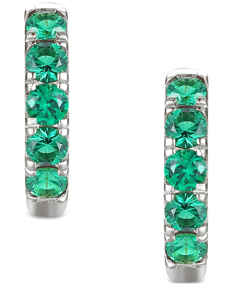 Lab Grown Ruby Five Stone Small Hoop Earrings (5/8 ct. t.w.) 10k Gold, 0.5" (Also available Citrine, Blue Topaz, Amethyst, Peridot, Sapphire, Em