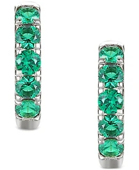 Lab Grown Ruby Five Stone Small Hoop Earrings (5/8 ct. t.w.) 10k Gold, 0.5" (Also available Citrine, Blue Topaz, Amethyst, Peridot, Sapphire, Em