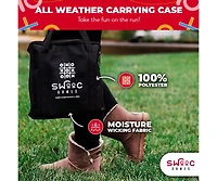 Swooc Games - Giant Wooden Tic Tac Toe Game (All Weather) | 3ft x 3ft | Big Wood X & O Pieces with Rope Game Board | Tic Tac Toe Board