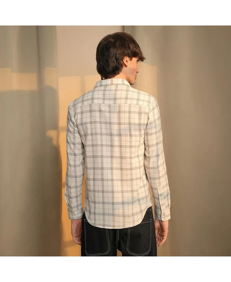 Men's Off-White Tartan Plaid Shirt