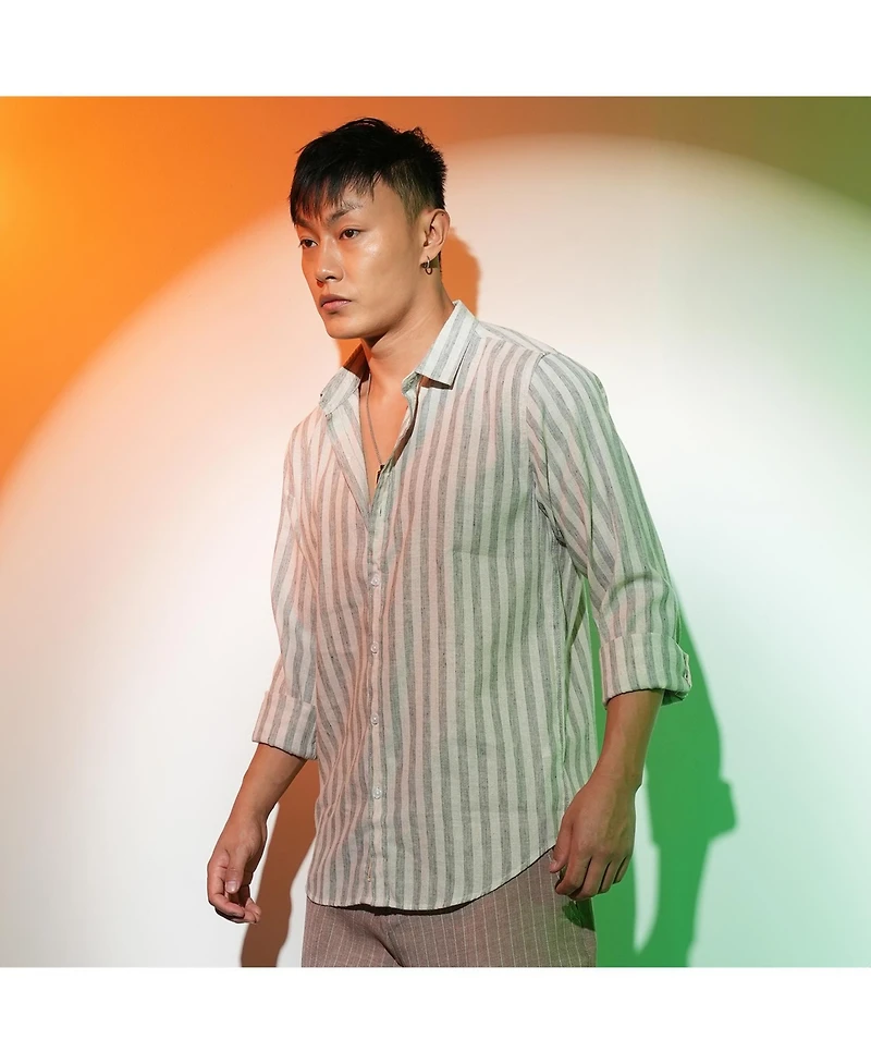 Men's Moon Grey Heathered-Stripe Shirt