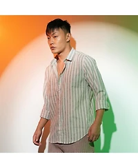 Men's Moon Grey Heathered-Stripe Shirt