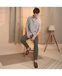 Men's Cloud Grey Mesh-Textured Shirt