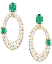 Ruby (5/8 ct. t.w.) & Diamond (1/3 Oval Doorknocker Drop Earrings 14k Gold (Also available Emerald Sapphire)