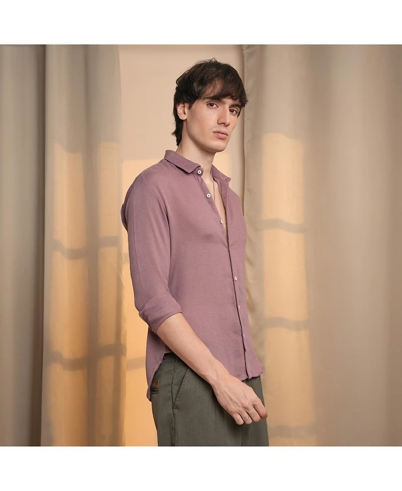 Campus Sutra Men's Nude Pink Woven-Textured Shirt