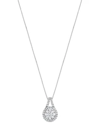 Diamond Halo Cluster 18" Pendant Necklace (1/2 ct. t.w.) in 14k White Gold
