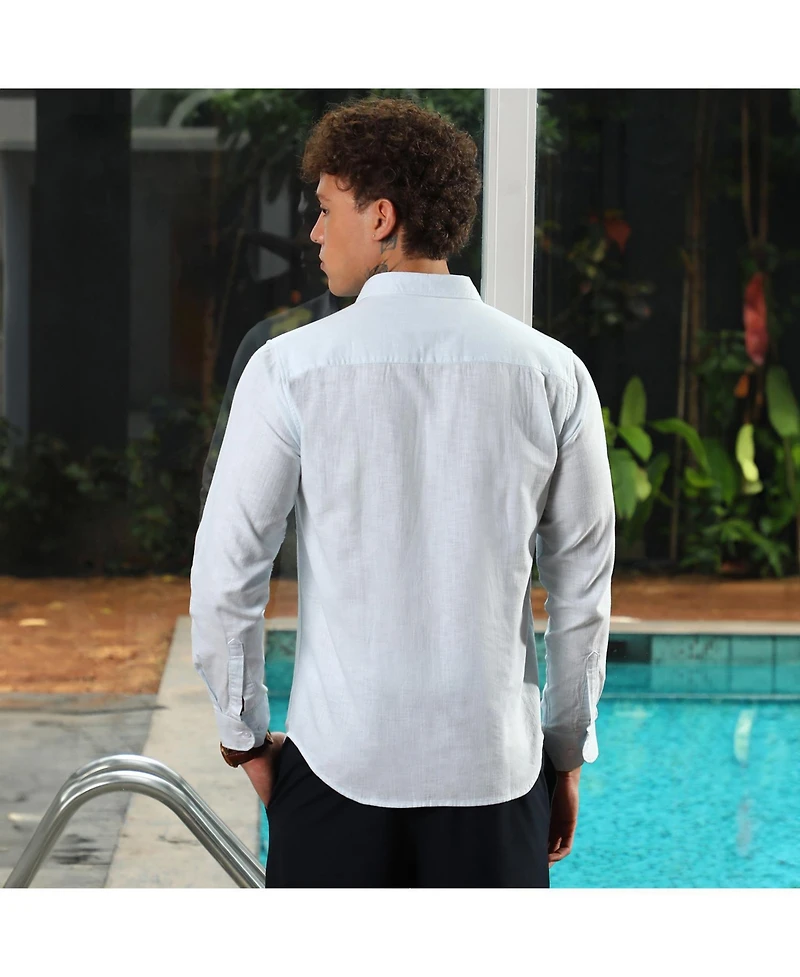 Men's Baby Blue Solid Utility Shirt