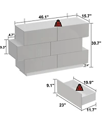 Homsee High Gloss White Wood 6-Drawer Chest of Drawers