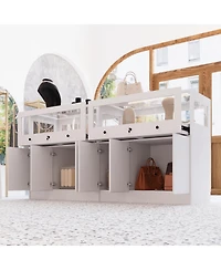 Homsee White Storage Cabinet Bedroom Dresser Armoire Island