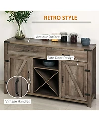Homcom Retro Farmhouse Sideboard Storage Buffet Cabinet, Distressed