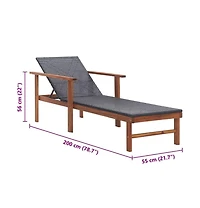 vidaXL Sun Lounger Poly Rattan and Solid Acacia Wood Black