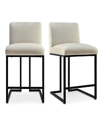 Maison Boucle Set of 2 Fabric Armless Counter Height Stools,25" stools-Maison
