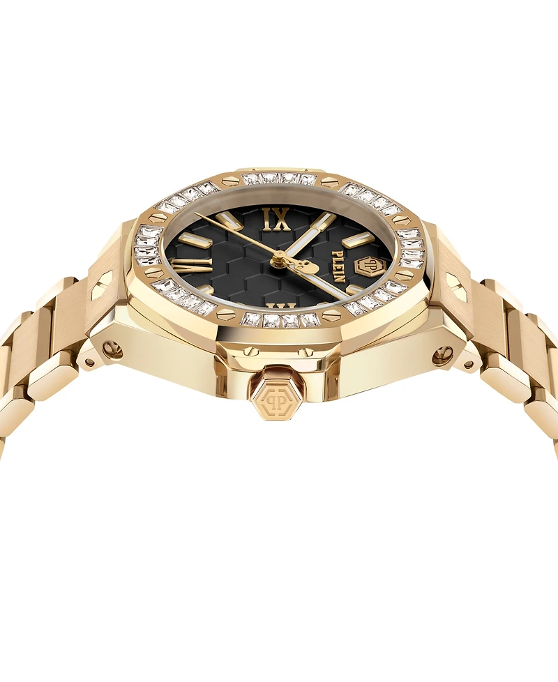 Philipp Plein Women's Lady Royal Crystal Gold Ion Plated Stainless Steel Bracelet Watch 39mm