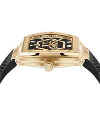 Philipp Plein Men's Hexagon Phantom Black Silicone Strap Watch 44x56mm