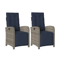 vidaXL Reclining Patio Chairs 2 pcs with Footrest Gray Poly Rattan