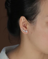 Bling Jewelry Usa Patriotic Celestial Shooting Star Ear Pin Climbers Earrings Wrap Crawlers 14K Gold Plated .925 Sterling Silver