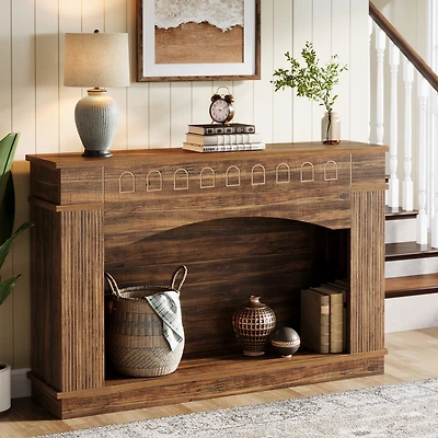 Tribesigns 47.24-Inch Console Table, 2-Tier Entryway Table with Elegant Pattern, Farmhouse Behind Couch Table Sofa Table, Hallway Table Foyer Table fo