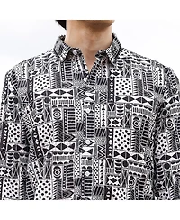 Men's Off-White & Midnight Black Abstract Geometric Shirt