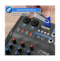 Pyle 4-Channel Bluetooth Pro Audio Dj Sound Mixer