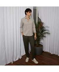 Men's Ecru Beige Vertical Tactile Shirt