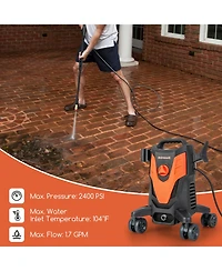 2400 Psi High Pressure Cleaner Machine Electric Pressure Washer with 4 Wheels
