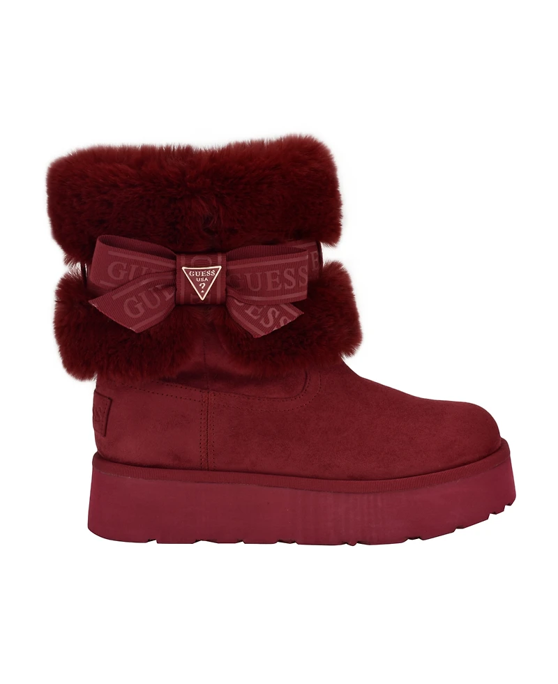 Guess Women's Denla Cold Weather Faux Fur Cozy Booties