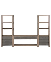 Portmore 60" Wood 3PC Tv Console Set (60" Console, 2 Piers)