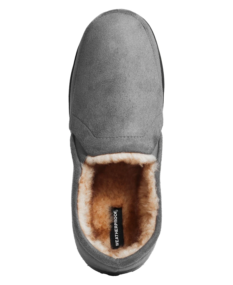 Weatherproof Men's Microsuede Twin Gore Clog with Faux Fur Lining and Indoor-Outdoor Sole Slipper