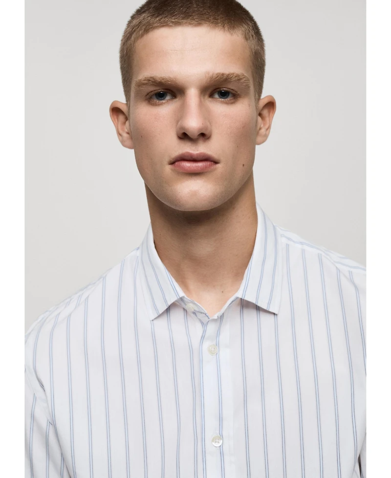 Mango Men's Striped Cotton Shirt