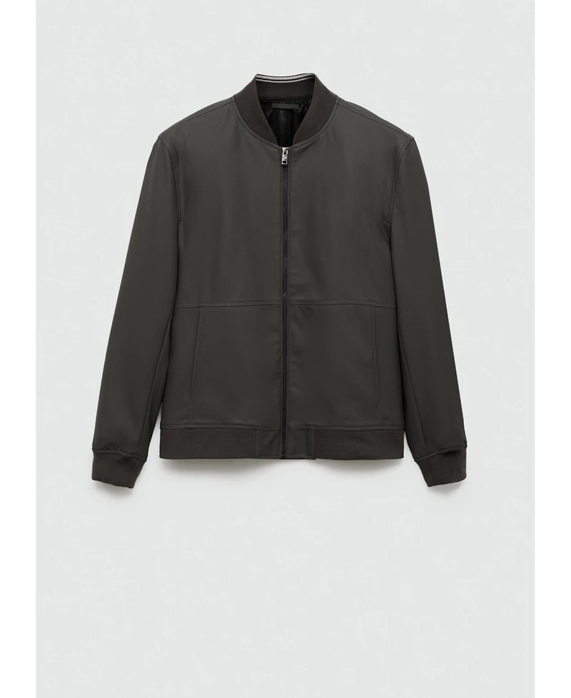 Mango Men's Leather-Effect Bomber Jacket