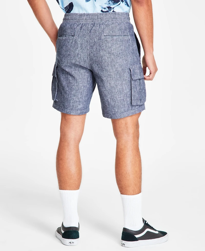 Sun + Stone Men's Drawstring 8" Linen Blend Cargo Shorts, Exclusively at Macy's