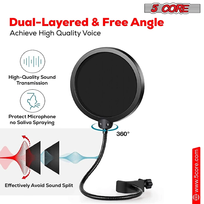 5 Core Recording Microphone Podcast Bundle • Professional Condenser Cardioid Mic Kit • w Desk Stand - Rm 7 Blu
