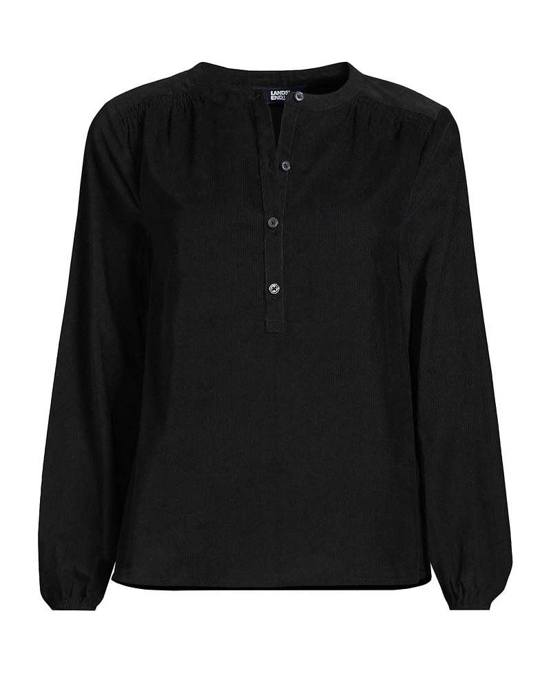 Lands' End Women's Pinwale Cord Smocked Popover Shirt