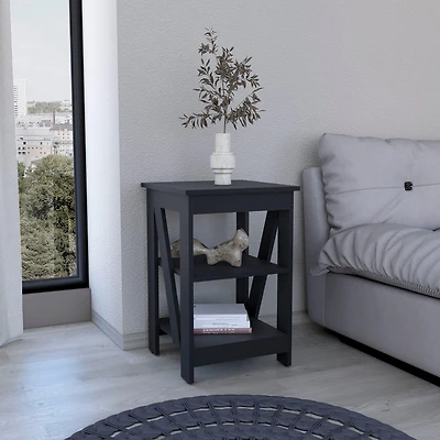 Ross 3-Tier End Table/Nightstand, Side Table for Small Space