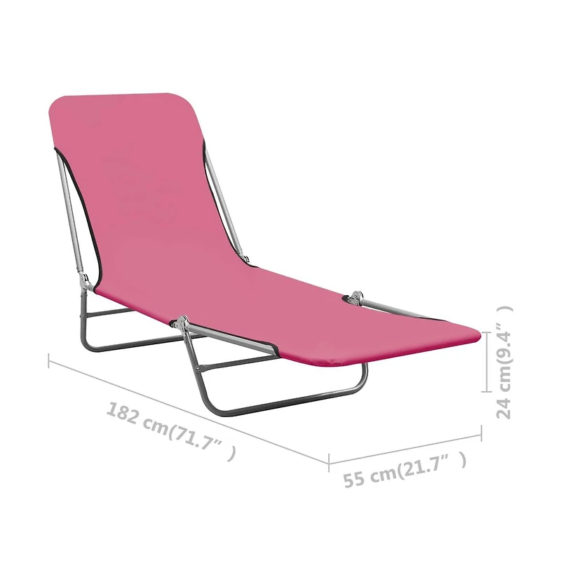 vidaXL Folding Sun Loungers 2 pcs Steel and Fabric Pink