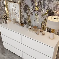 Homsee 6-Drawers White Wood Chest of Drawer Cabinet Organizer