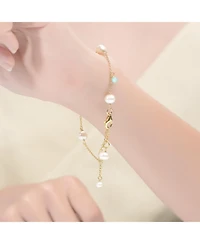 14K Gold Plated Bracelet with Lustrous Pearls