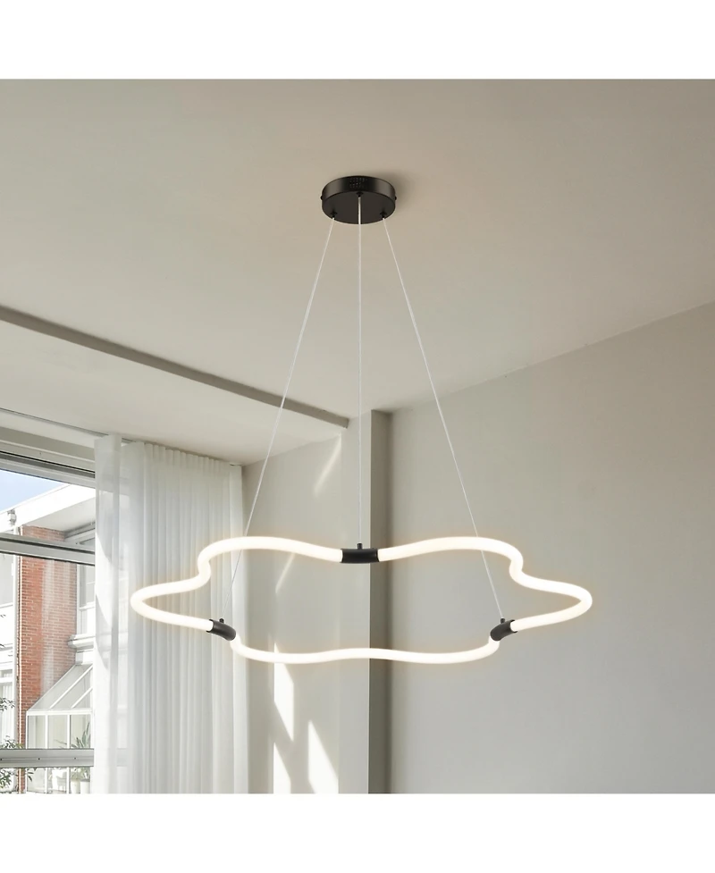 Jonathan Y Nuvola Contemporary Minimalist Metal/Acrylic Adjustable Dimmable Cloud Integrated Led Chandelier