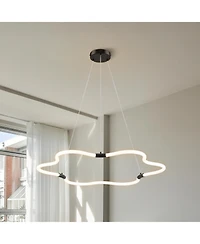 Jonathan Y Nuvola Contemporary Minimalist Metal/Acrylic Adjustable Dimmable Cloud Integrated Led Chandelier